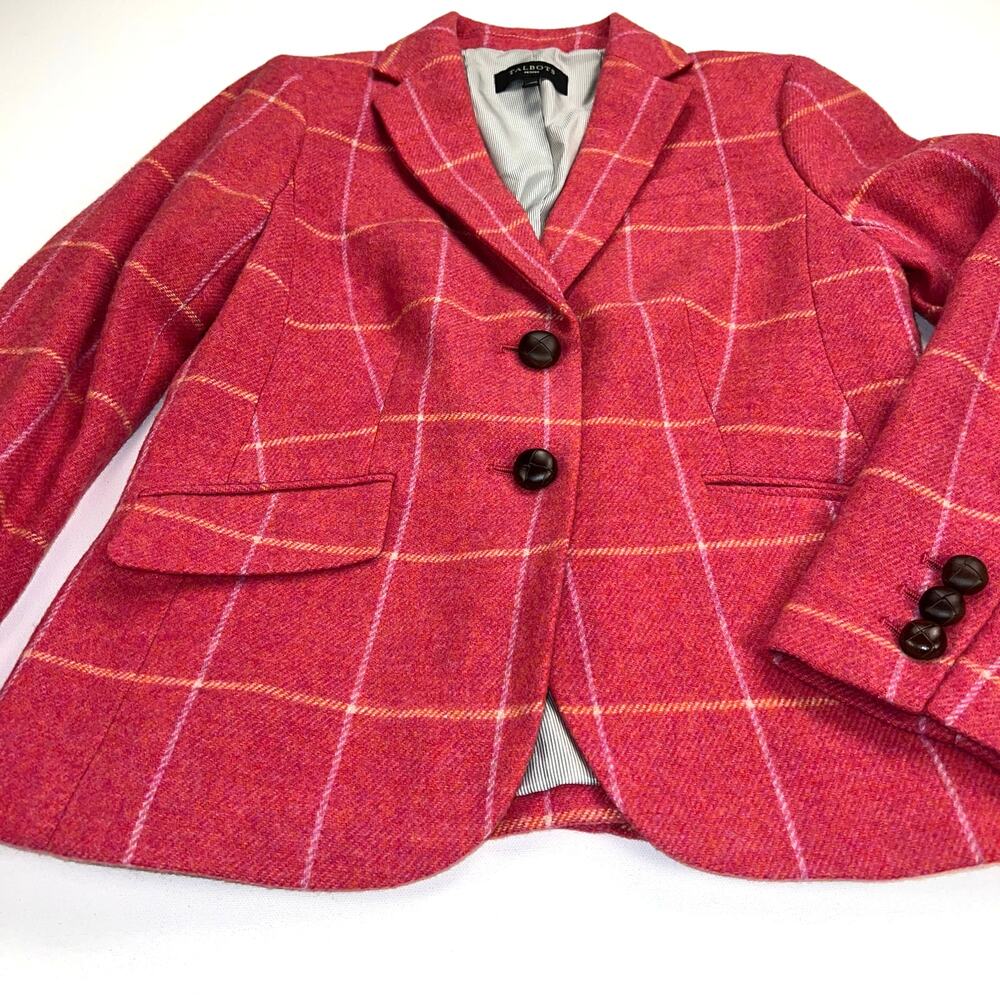 Talbots Aberdeen Shetland Wool Blend Blazer Pink Windowpane Size 4P - Picture 13 of 13